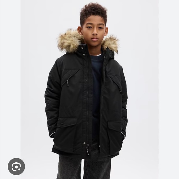 GAP Kids Heavy Weight Parka Jacket Black, size Medium, EUC - Picture 1 of 6